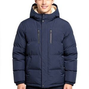 EUC Ben Sherman Navy Blue Puffer Quilted Jacket lined with Fur (Boys 14/16)